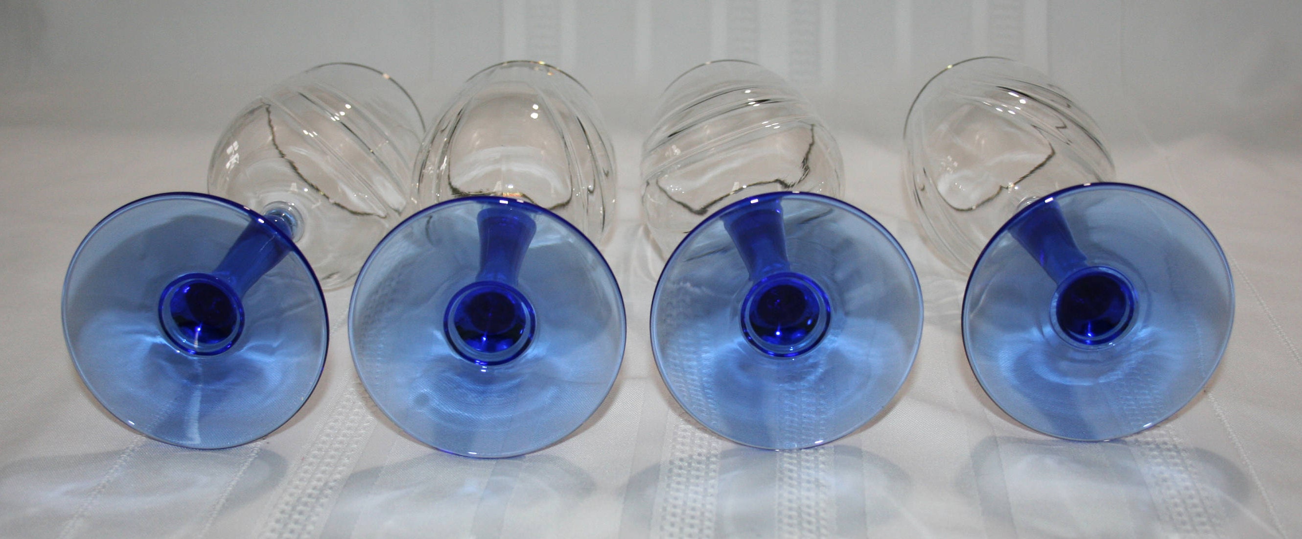 Vintage Lenox Crystal Wine Glass Cobalt Blue Stemmed Dual Swag Draped