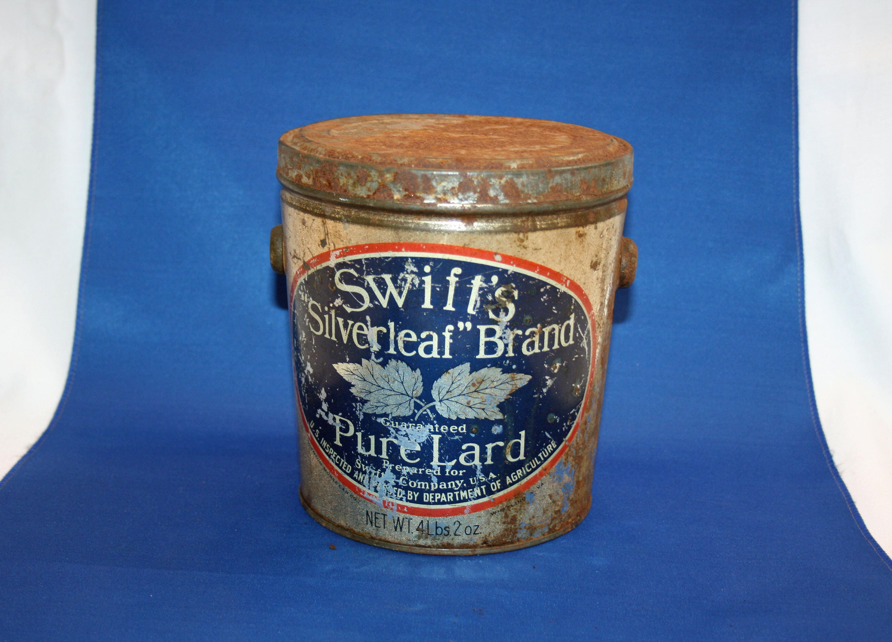 Vintage 1920’s Swift’s Silverleaf Brand Lard Tin Pail Collectors Tin