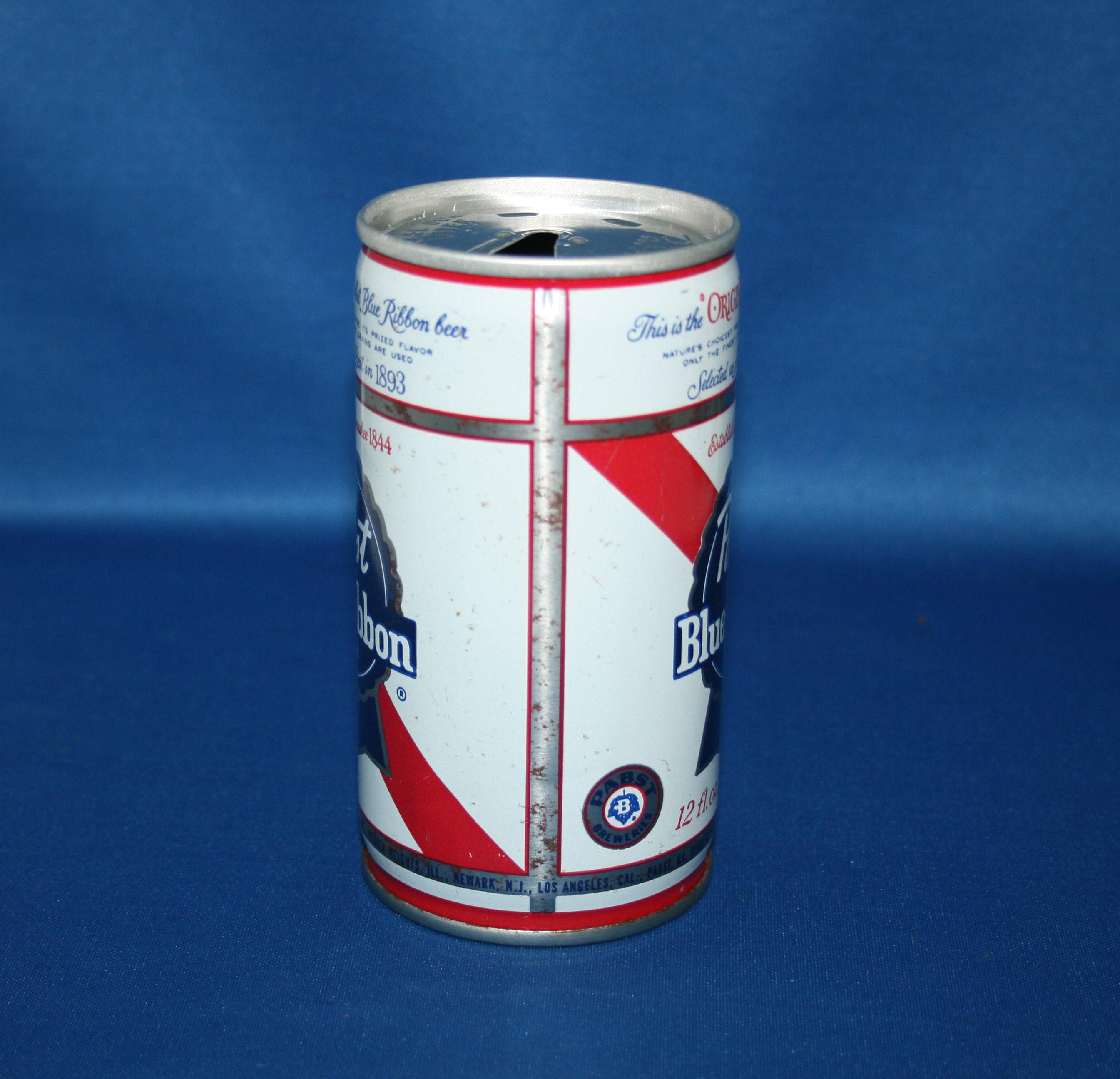 Vintage PBR PABST Blue Ribbon Beer Steel Can Pull Tab Opened Brewing