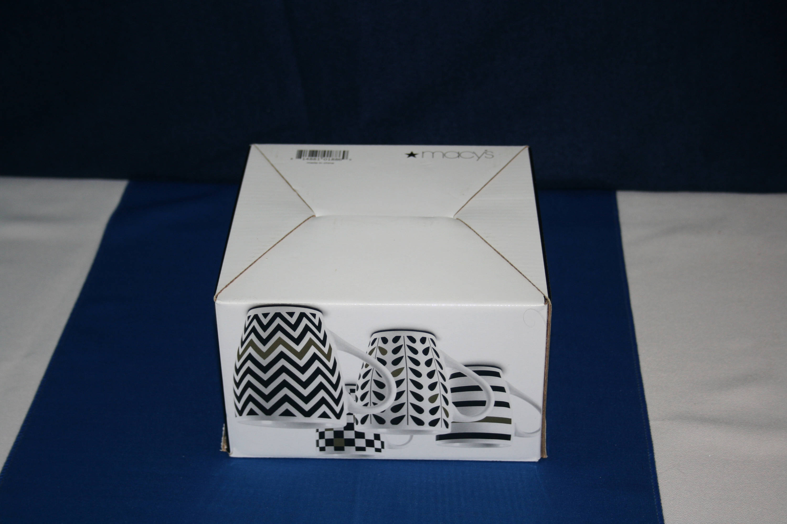 Vintage Coffee Mug Set Macy's Set of 4 New Old Stock Art Deco Black