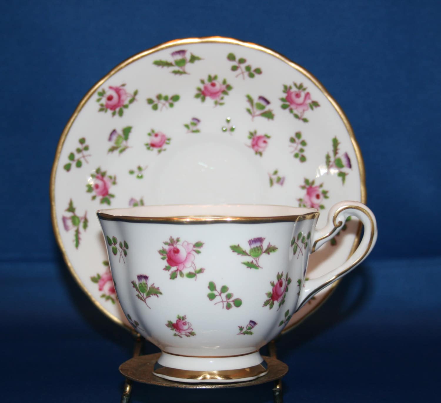 Vintage Royal Chelsea Teacup and Saucer Hand Painted Floral English