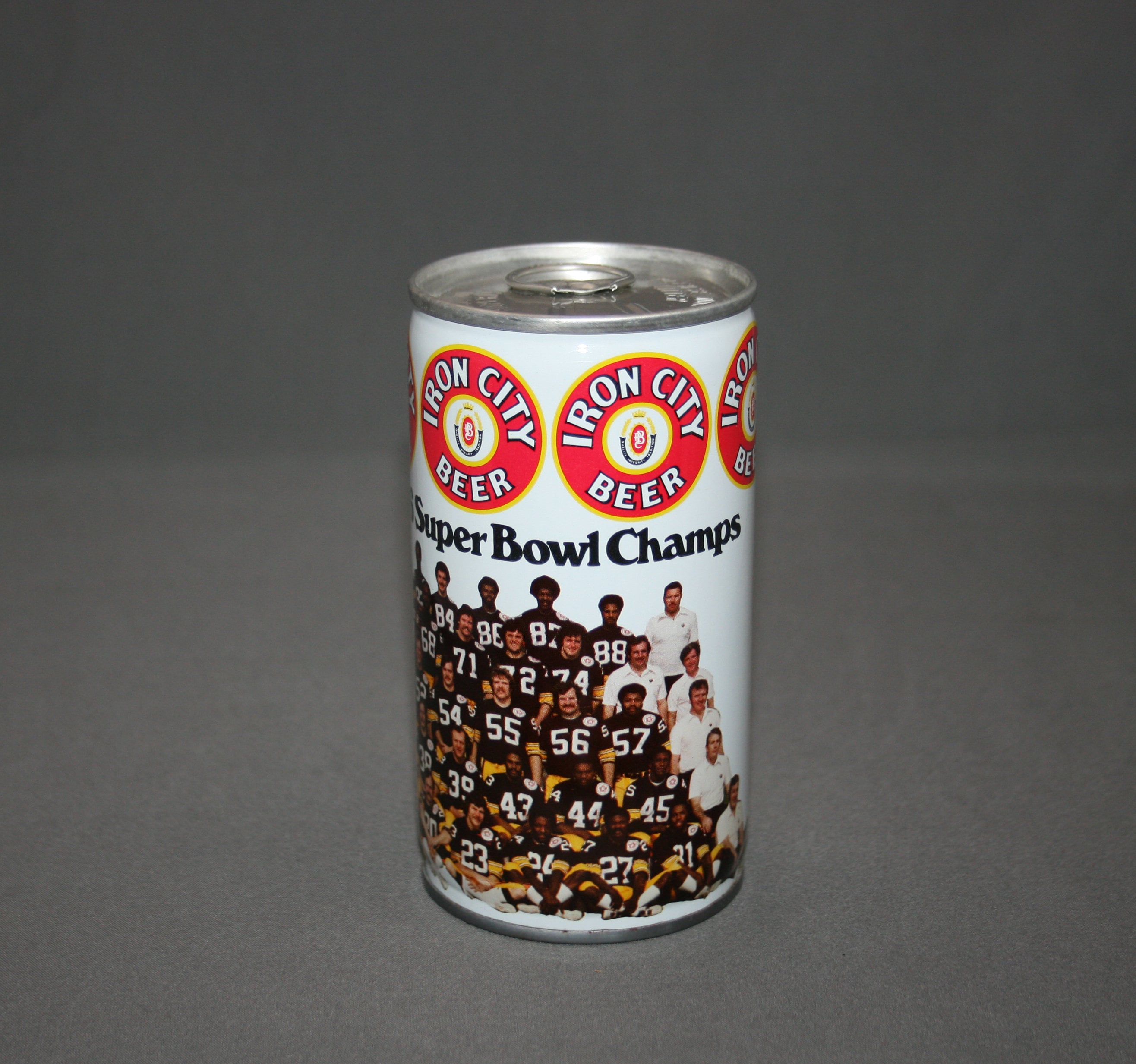 Vintage Iron City Beer Steelers 1976 Super Bowl Champs Steel Can Pull