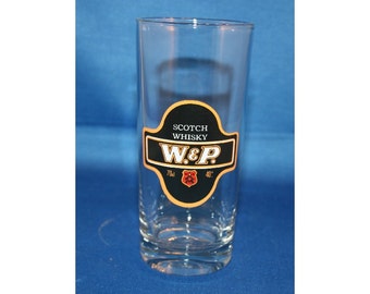 Vintage W&P Scotch Whiskey Glass Tall Rocks Glasses Reims glassware made in France Barware Memorabilia Bar Collectible Breweriana