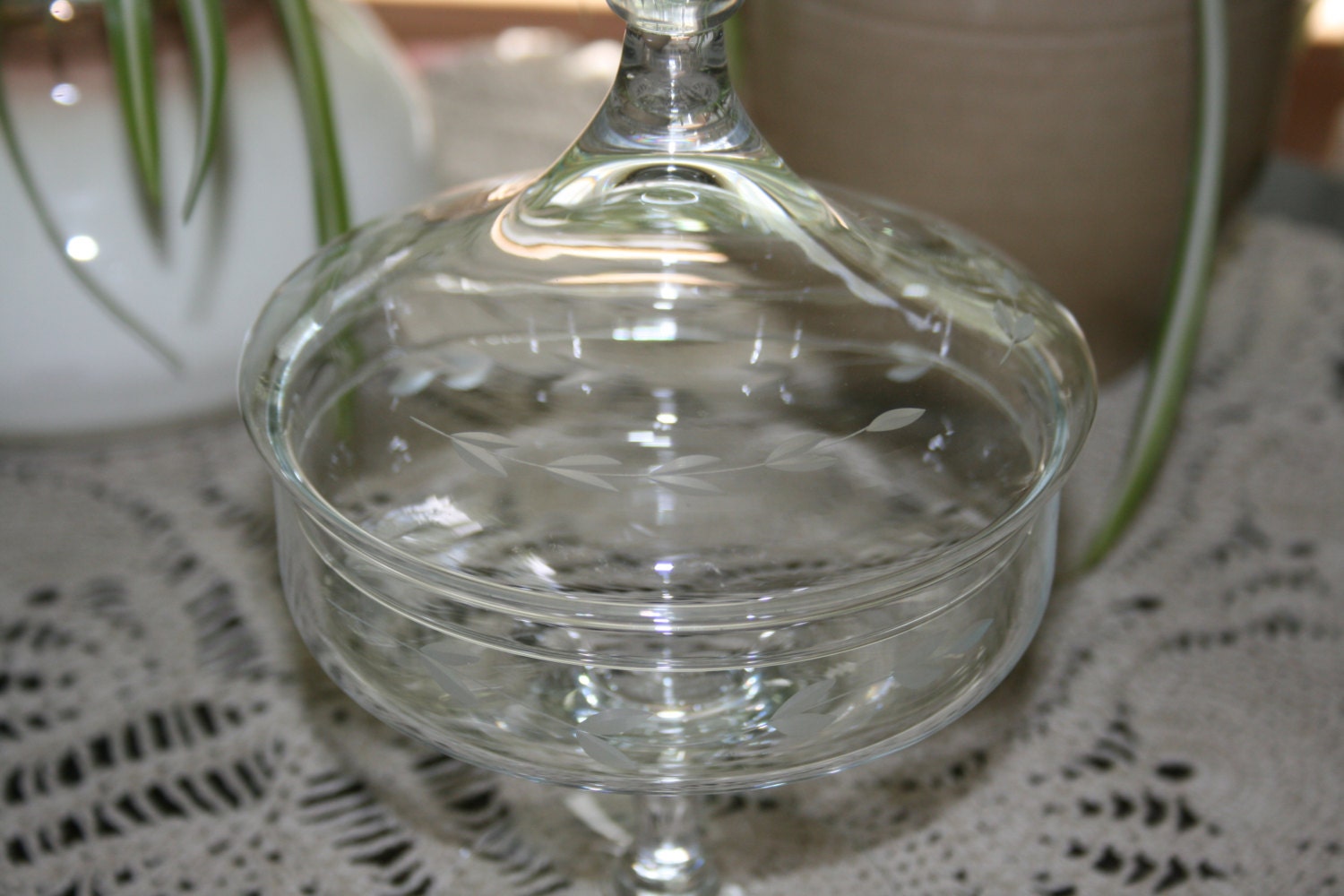 Vintage Princess House Heritage Crystal Pedestal Lidded Candy Dish