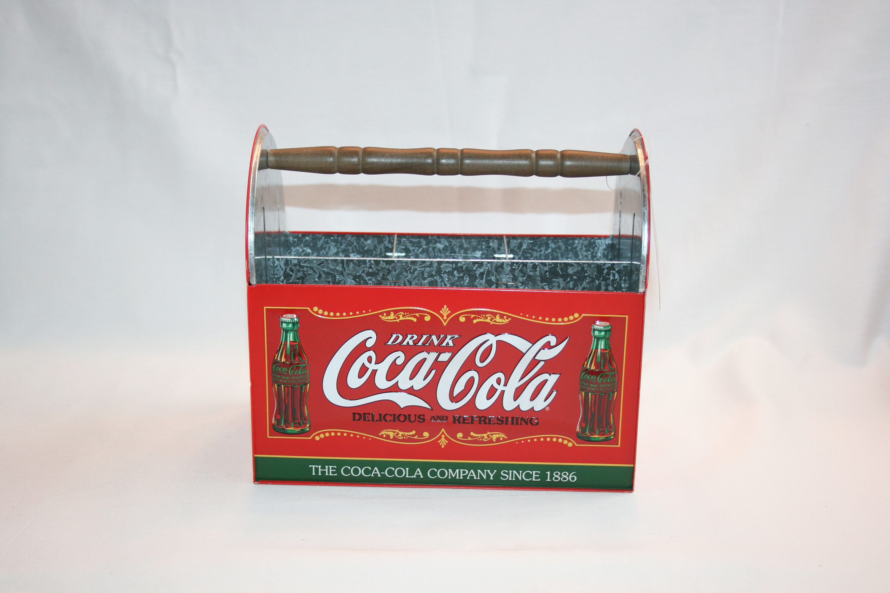 Coca Cola Embossed Tin Utensil Caddy New with Tag flatware napkin