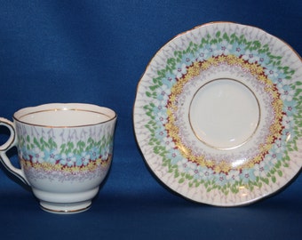 Vintage Royal Stafford Blue Glendale Teacup & Saucer Espresso Cup Demitasse Tea Cup Made in England Bone China English Tea Party