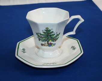 Vintage Nikko Christmastime Teacup and Saucer Made in Japan Christmas Tea Cup Coffee Cup Holiday Coco Hot Chocolate set Tea Party