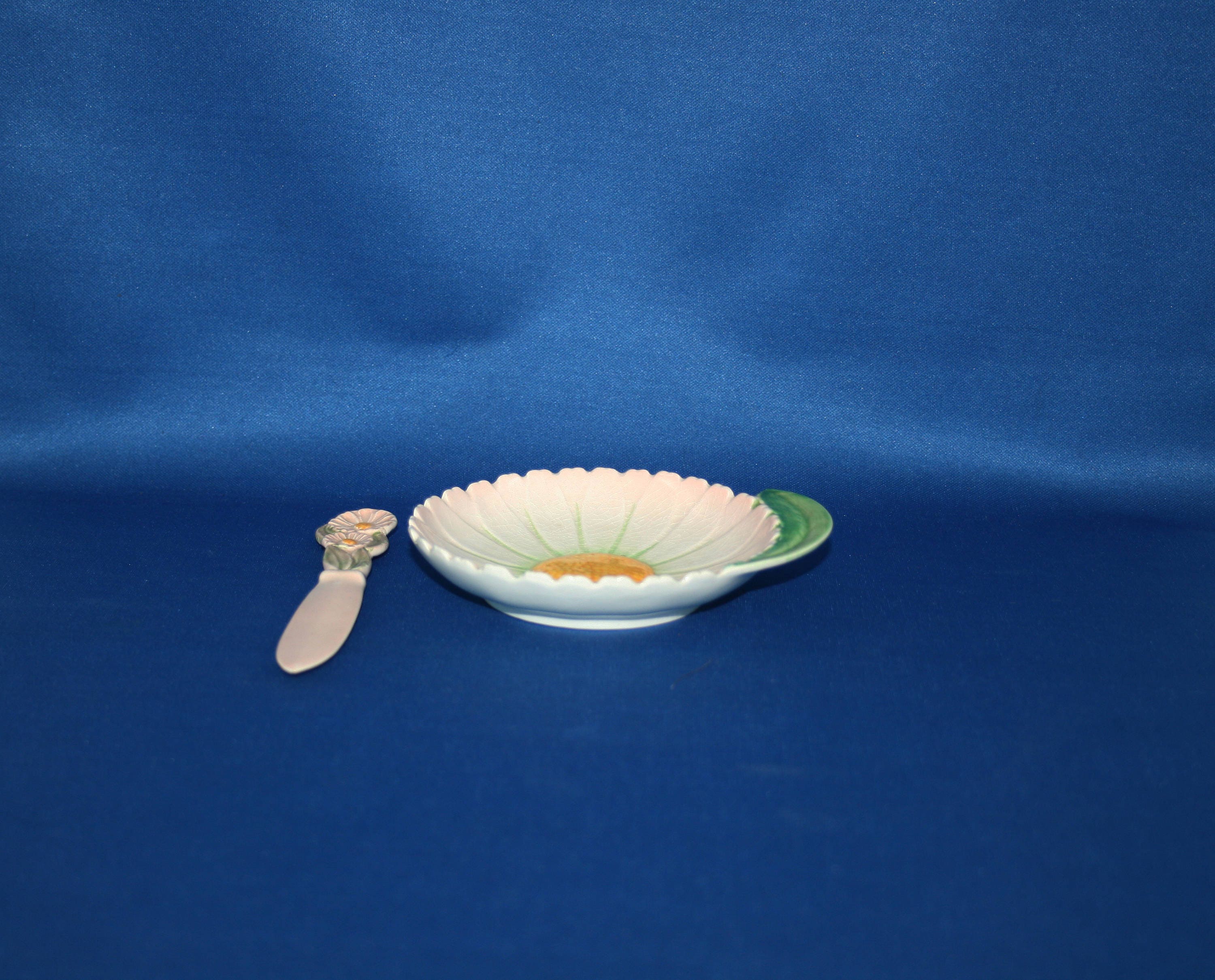 Vintage Carlton Ware Sunflower Butter Dish and Knife Jam or Preserves