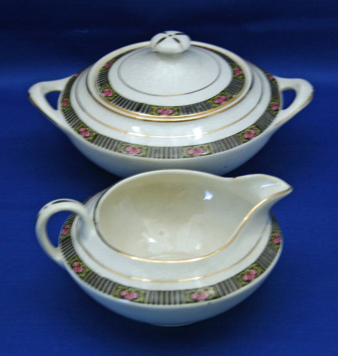 RARE Antique Boston Pottery Co Creamer and Lidded Sugar Bowl Etsy