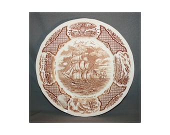 Vintage Alfred Meakin Fair Winds Friendship of Salem Collectors Plate Souvenir Charger Chinese Exports Copper Engraving