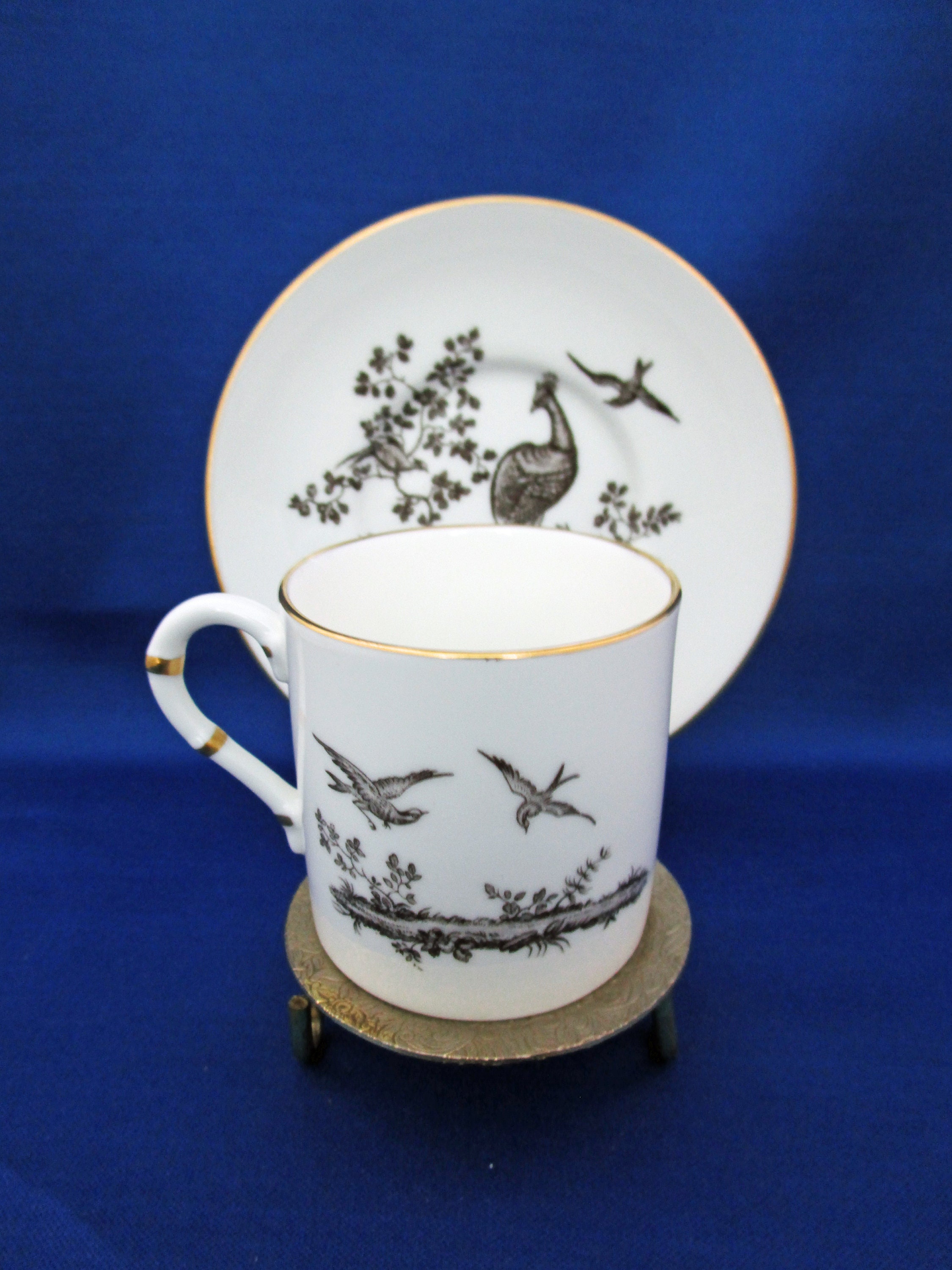 Vintage Royal Worcester Black Pheasant Bone China Demitasse Etsy