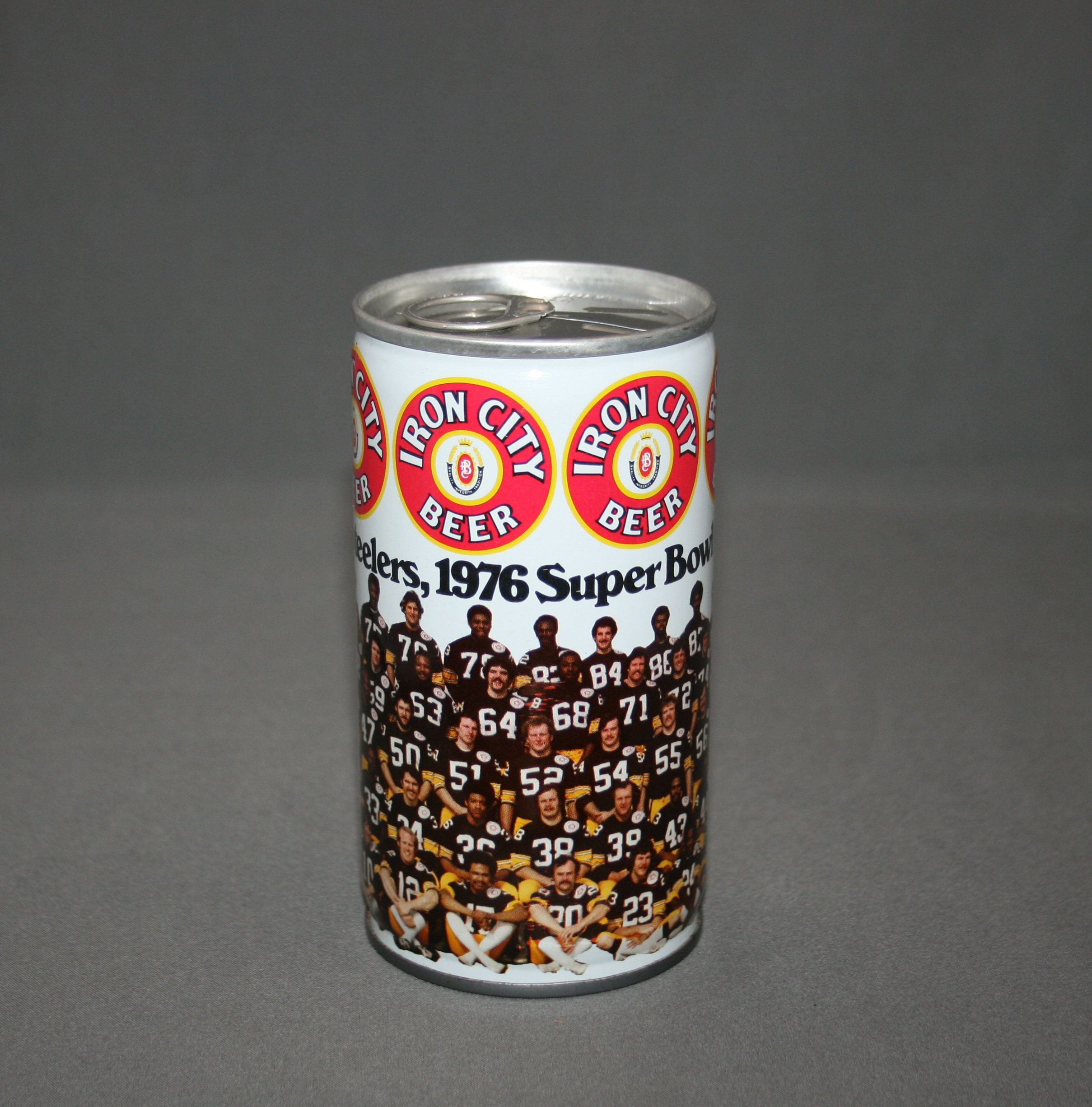 Vintage Iron City Beer Steelers 1976 Super Bowl Champs Steel Can Pull
