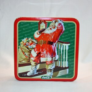 Vintage Coca-Cola Christmas Santa Tin Collectors Tin Coca Cola Collectible Coke Memorabilia Ephemera Storage Box Tin image 10