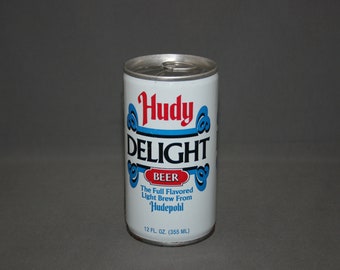 Vintage Hudy Delight Steel Beer Can Hudepohl Pull Tab Unopened & Empty Collectible Bar Memorabilia Barware Advertisement Breweriana