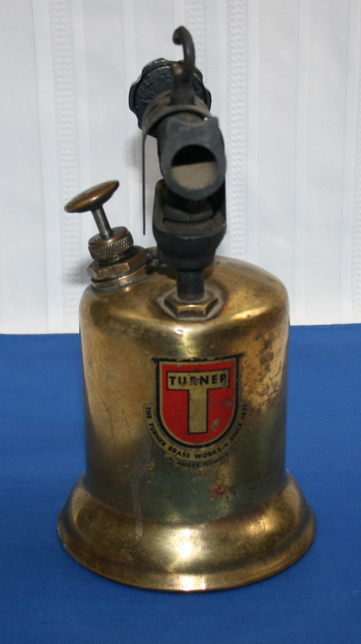 Vintage Turner Brass Works model 30AT Blow Torch with Label and Heat