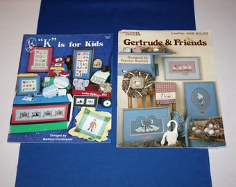 Cross Stitch Patterns Leisure Arts Gertrude & Friends Pegasus Publications K is for Kids Craft  Pattern Leaflet Booklet Needlepoint Projects