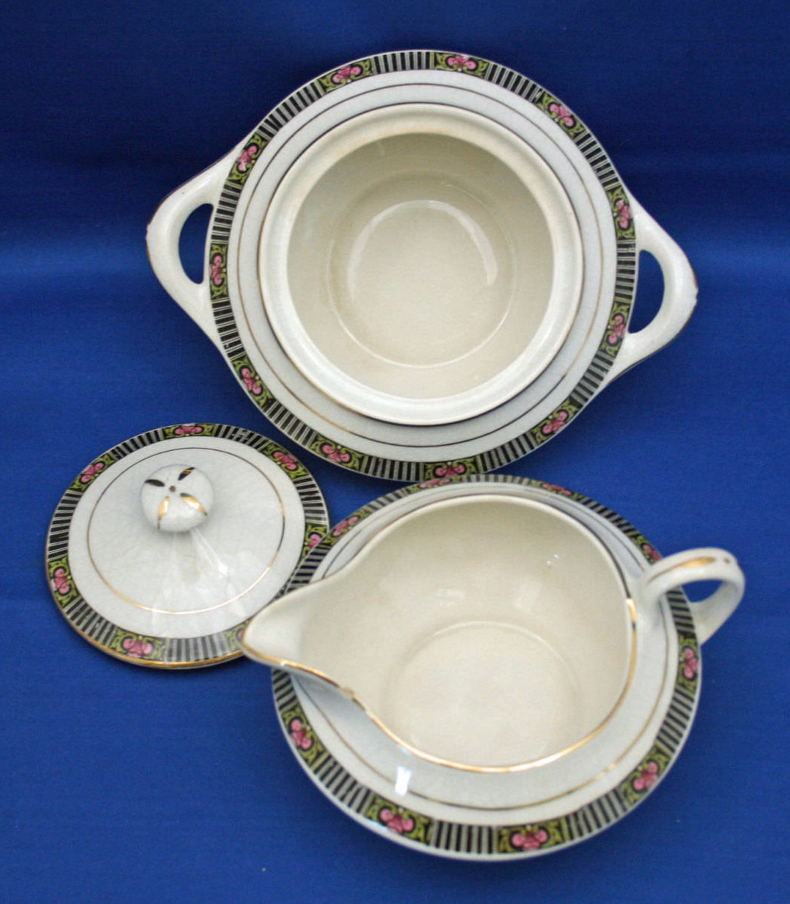 RARE Antique Boston Pottery Co Creamer and Lidded Sugar Bowl Etsy