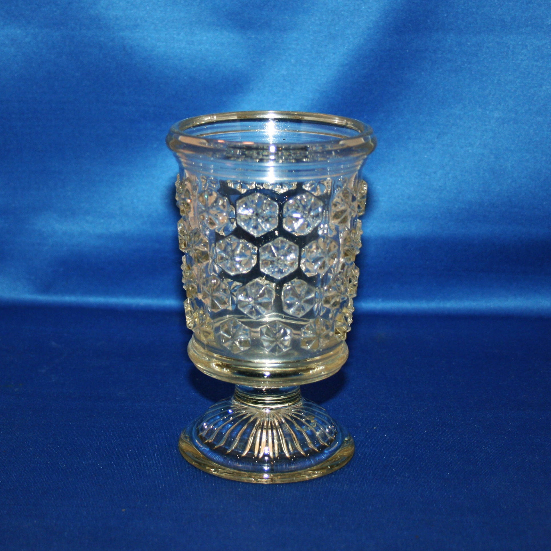 Antique EAPG Flint Glass Rosette, Pinwheel Spooner spoon holder, celery