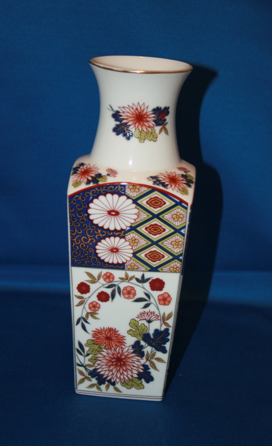 Vintage Oriental Japanese 10 inch Square Vase by Imari Ware or Arnart Imports Inc