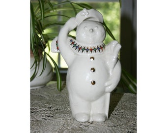 Vintage LENOX China Jolly Snowman Jewels of Christmas Snow People Thailand circa 1995 Porcelain Holiday Snowman Figurine Figure Collectible
