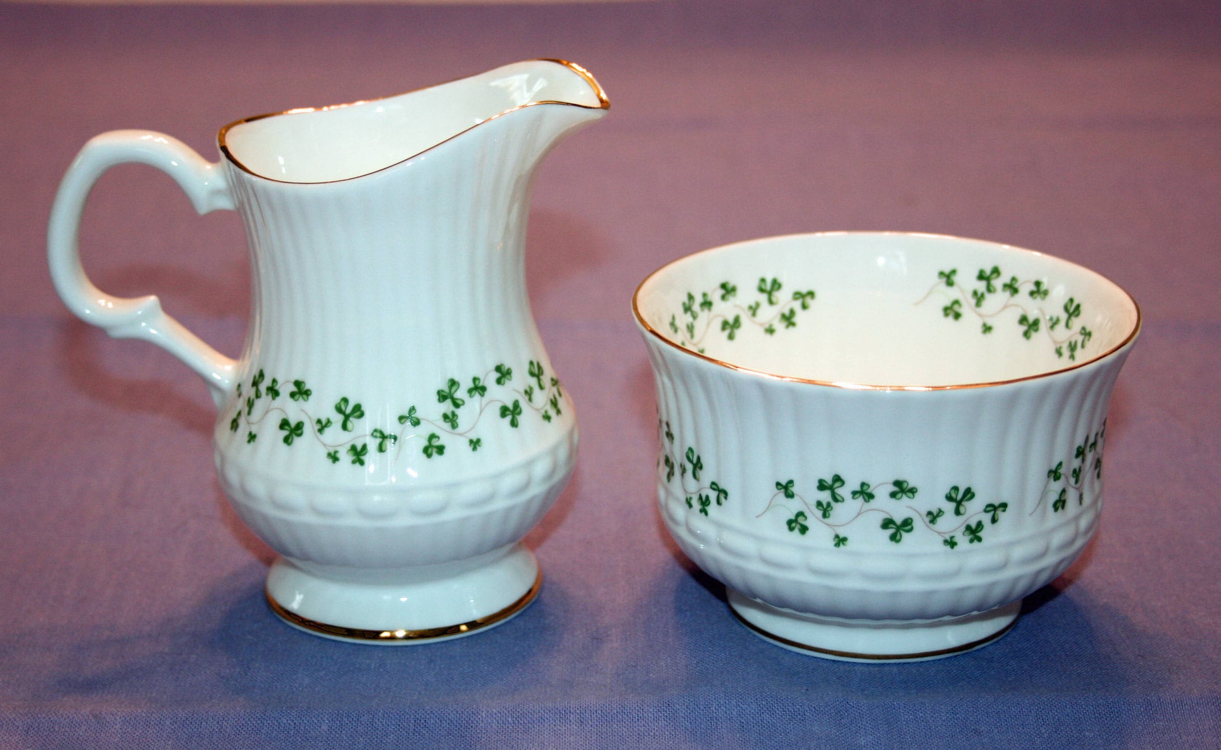VINTAGE Royal Tara Trellis Shamrock Vine Creamer and Open Sugar Bowl