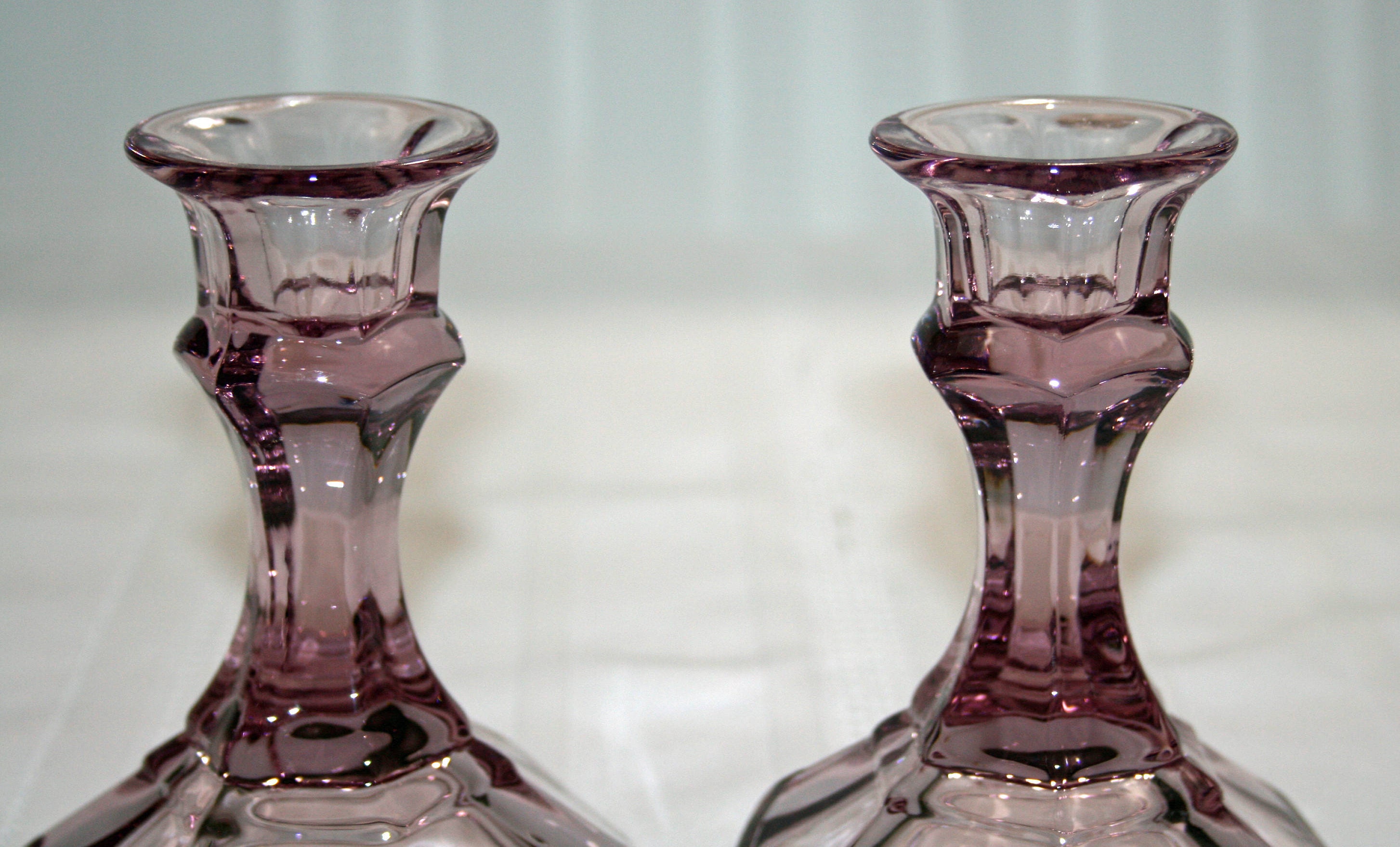 Purple Pink Depression Glass Bobeches For Candlesticks Glass Bobeches Beads  Rare