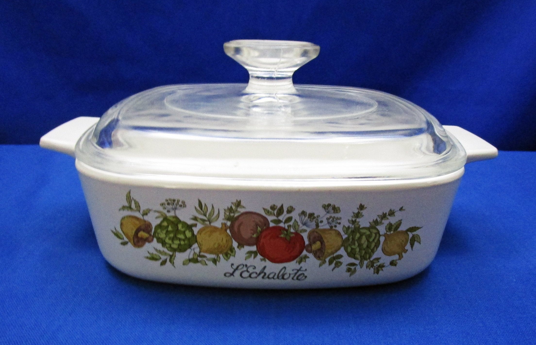 Vintage CorningWare Spice of Life 1 Quart Casserole Dish with Glass
