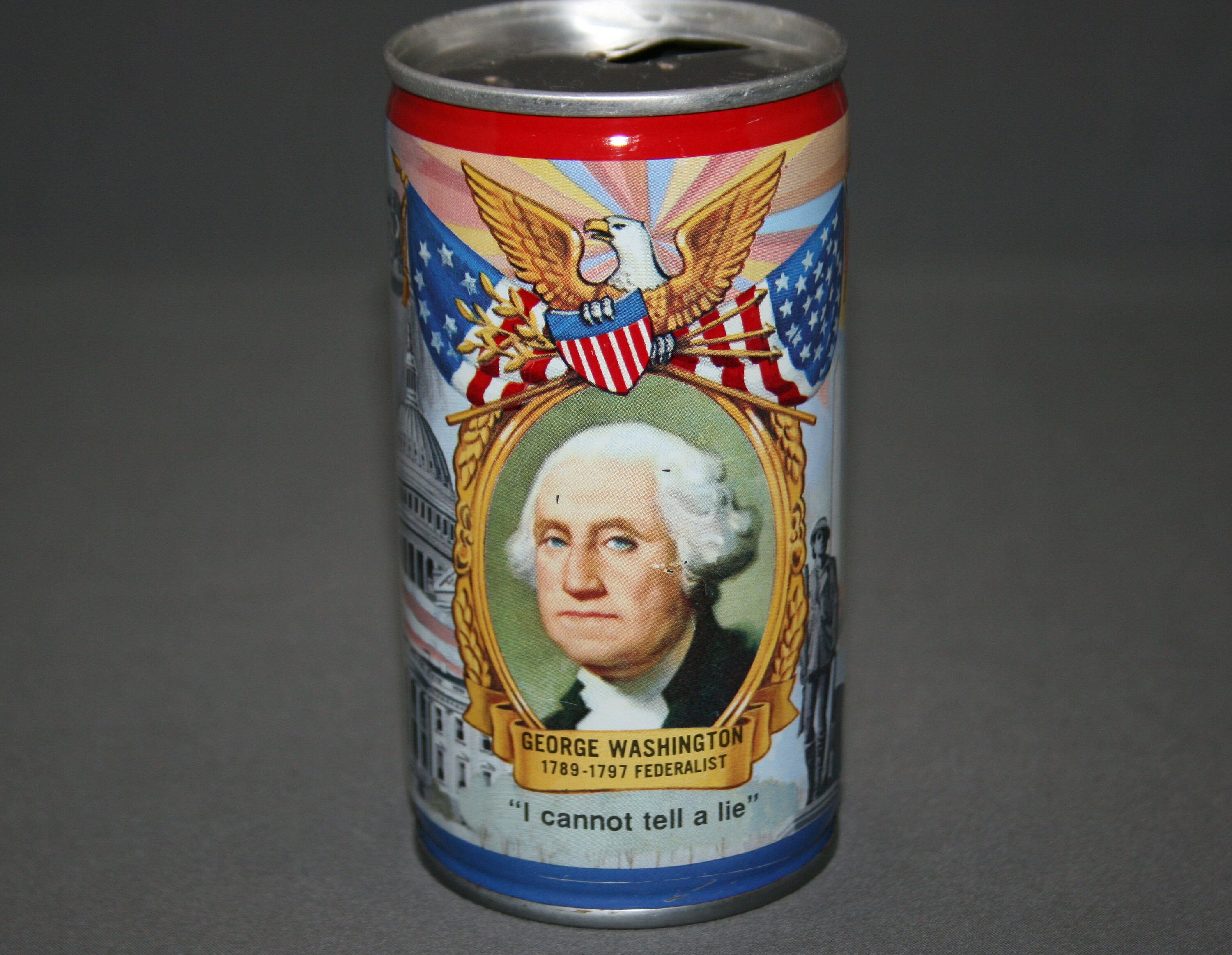 Vintage General Washington Lucky Beer Steel Can Pull Tab Opened & Empty Collectible Bar