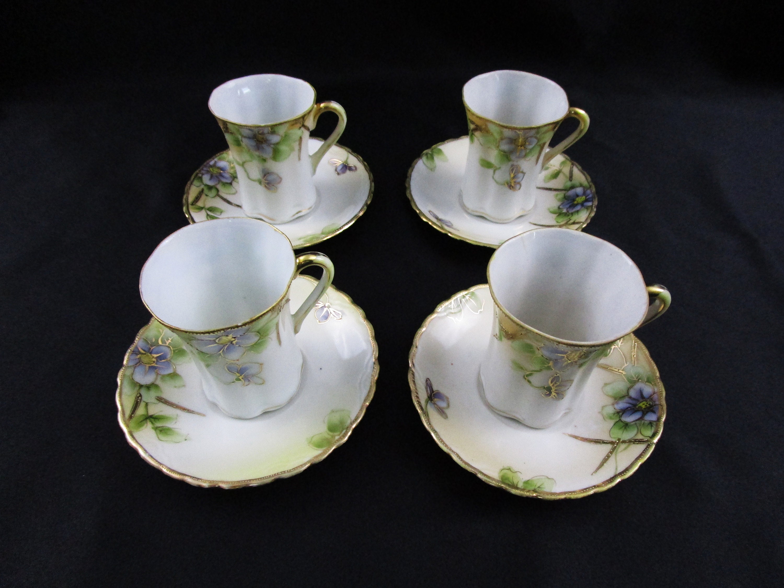 Antique Morimura Nippon Teacup and Saucer Hand Painted Floral & Gold