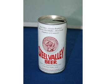 Vintage Steel Valley Beer Steel Can Opened Pull Tab Pittsburgh Brewing Company Bar Memorabilia Breweriana Collectible Barware Advertisement