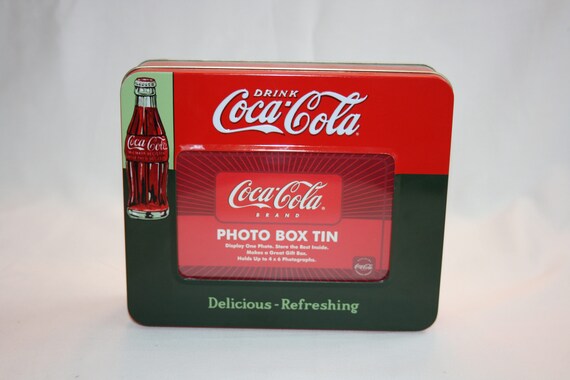 Vintage Coca Cola Photo Box Tin E Bottle Collectors - Coca Cola Storage Bin Vintage Coca Cola Photo Box Tin E Bottle Collectors - Coca Cola Storage Bin