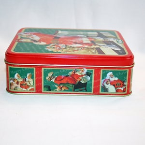 Vintage Coca-Cola Christmas Santa Tin Collectors Tin Coca Cola Collectible Coke Memorabilia Ephemera Storage Box Tin image 6