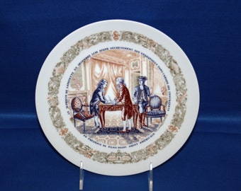 Vintage D'Arceau Limoges Collector Plate - En Presence De Silas Deane Agent Americain #994 kpp 1973 Cabinet Plate Dinner Plate