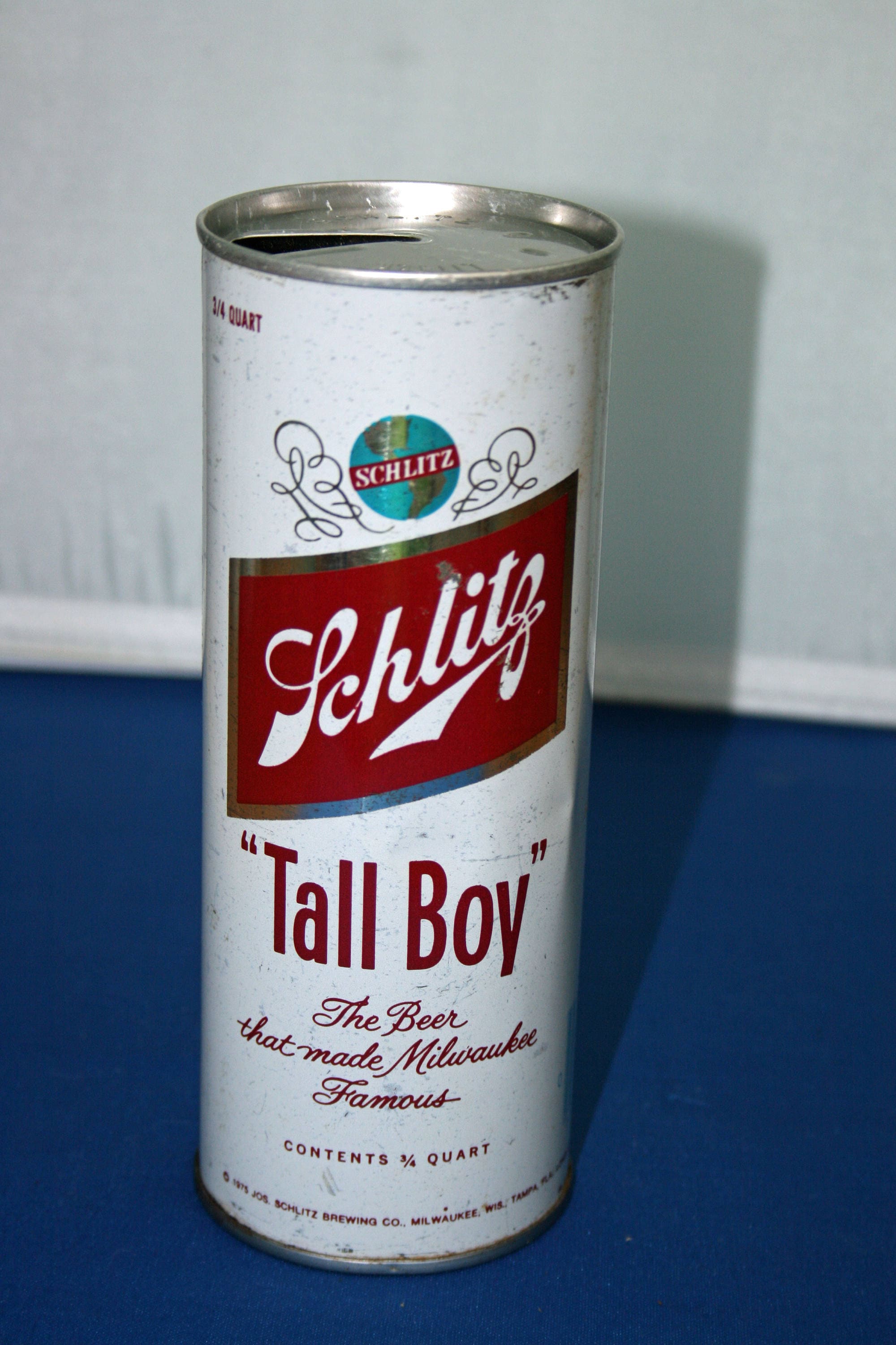 Vintage Schlitz Tall Boy Beer Can Steel Opened Pull Tab Empty Union