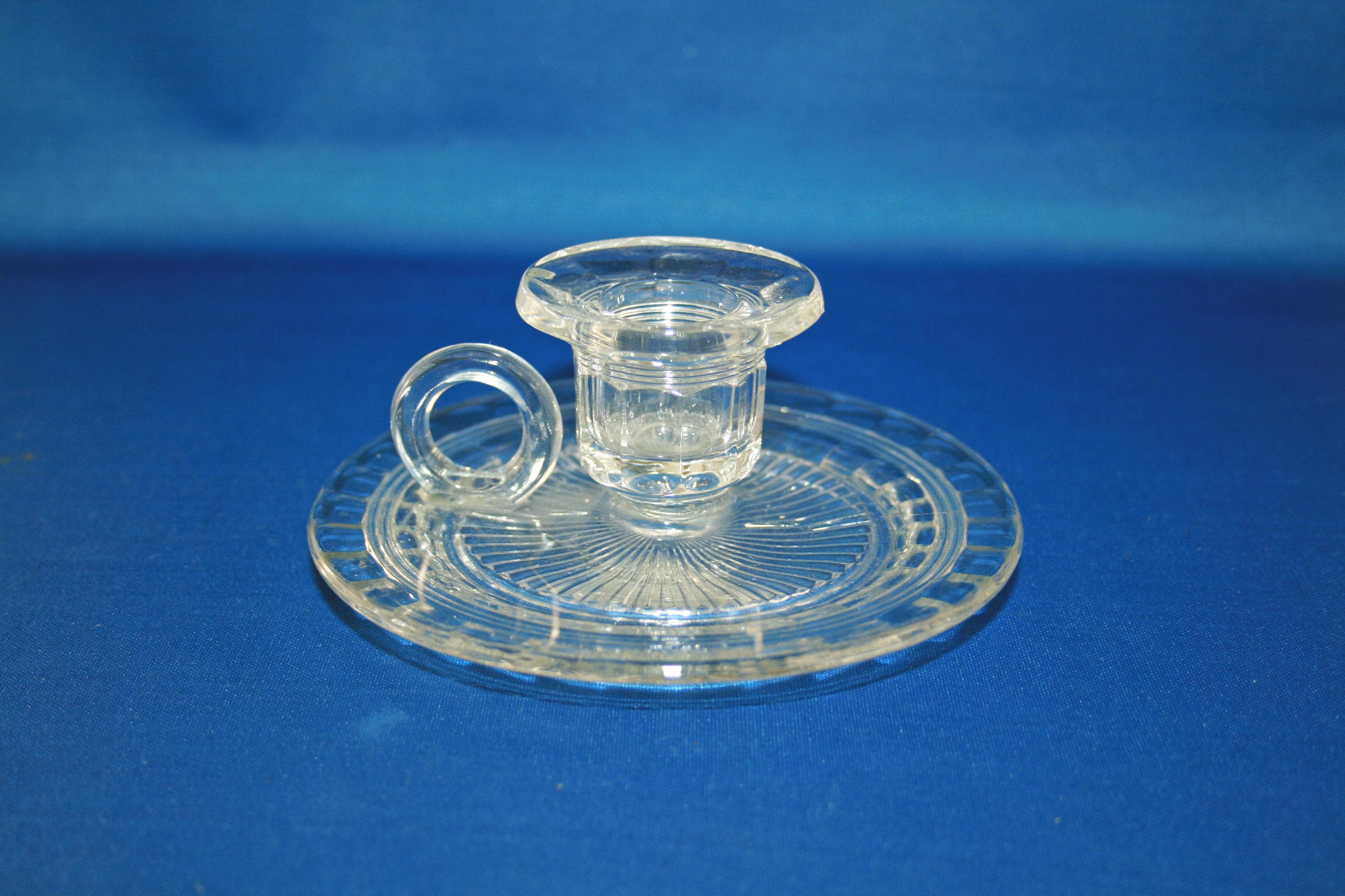 Antique Chamber Candlestick Holder, Clear EAPG Early American Pressed
