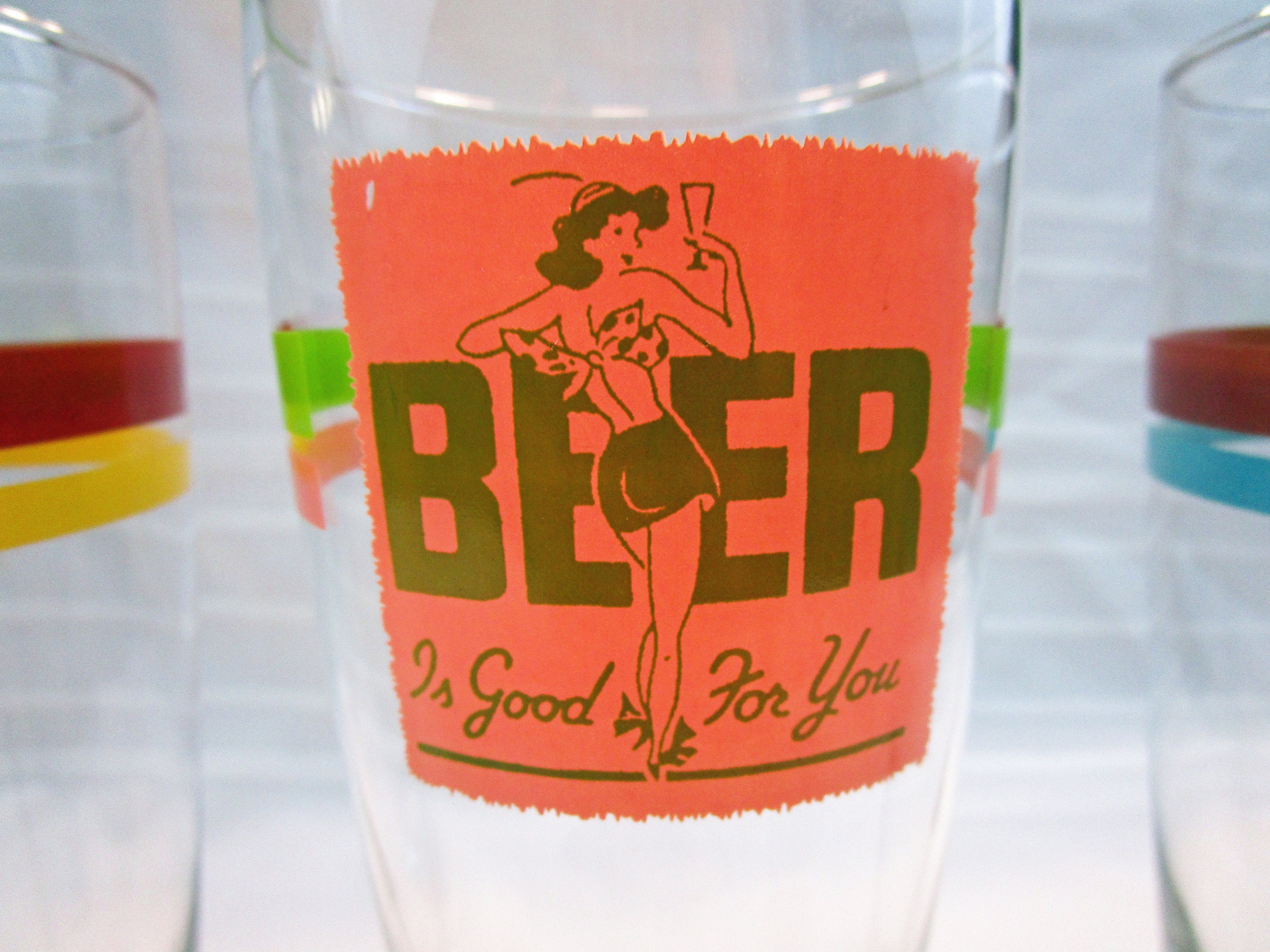 Vintage Set of 4 Retro Pilsner Beer Glasses with Vintage Inspired