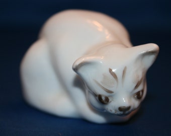 VINTAGE Coalport Cat Figurine Made in England circa 1960 Hand Painted Fine Bone China Porcelain Figure Knick Knack