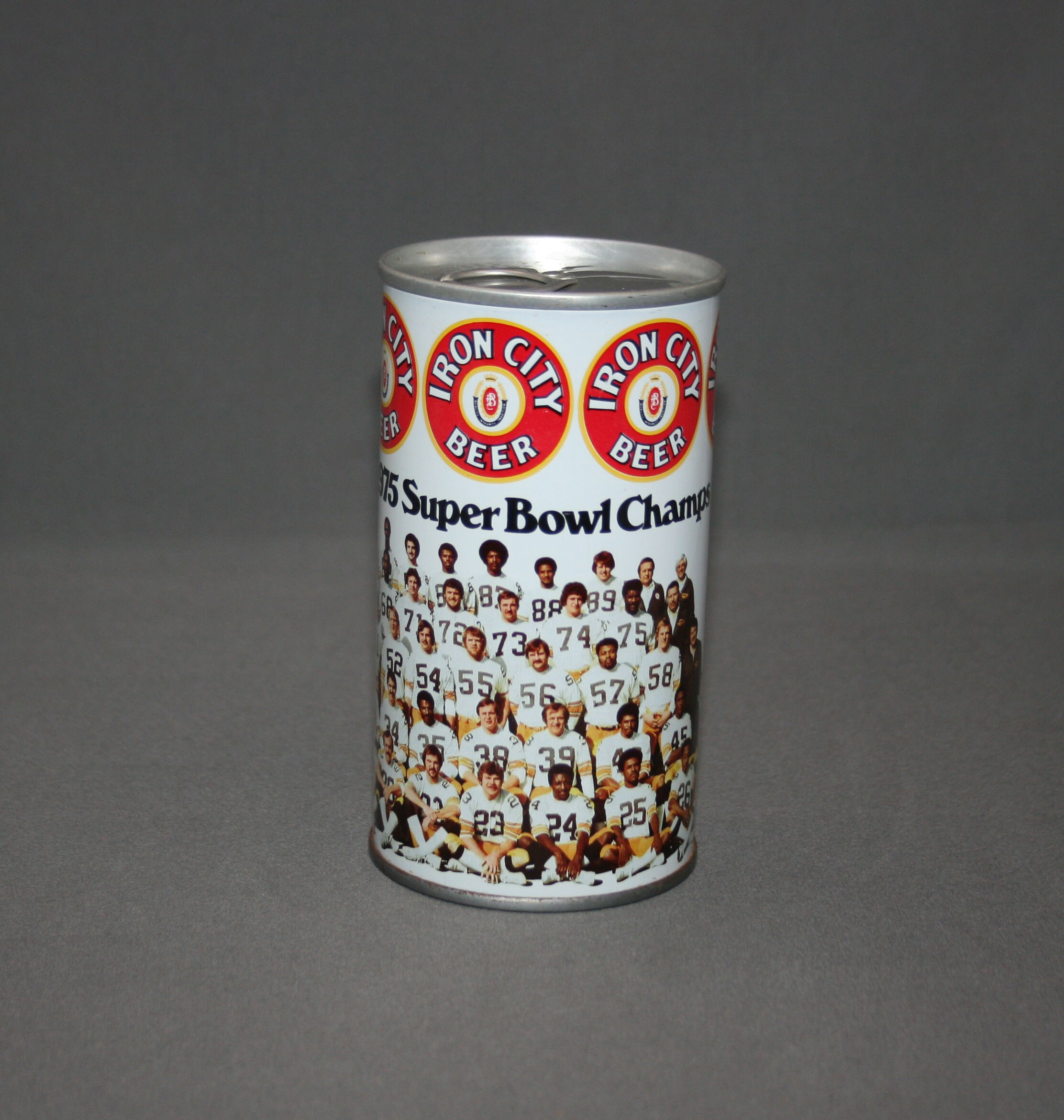 Vintage Iron City Beer Steelers 1975 Super Bowl Champs Steel Can Pull