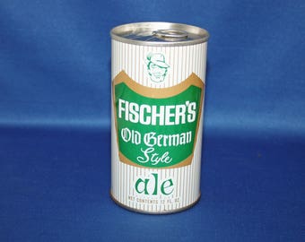 Vintage FISCHER'S Old German Style Ale Beer Can Steel Pull Tab Unopened Bar Memorabilia Barware Collectible Breweriana Advertisement