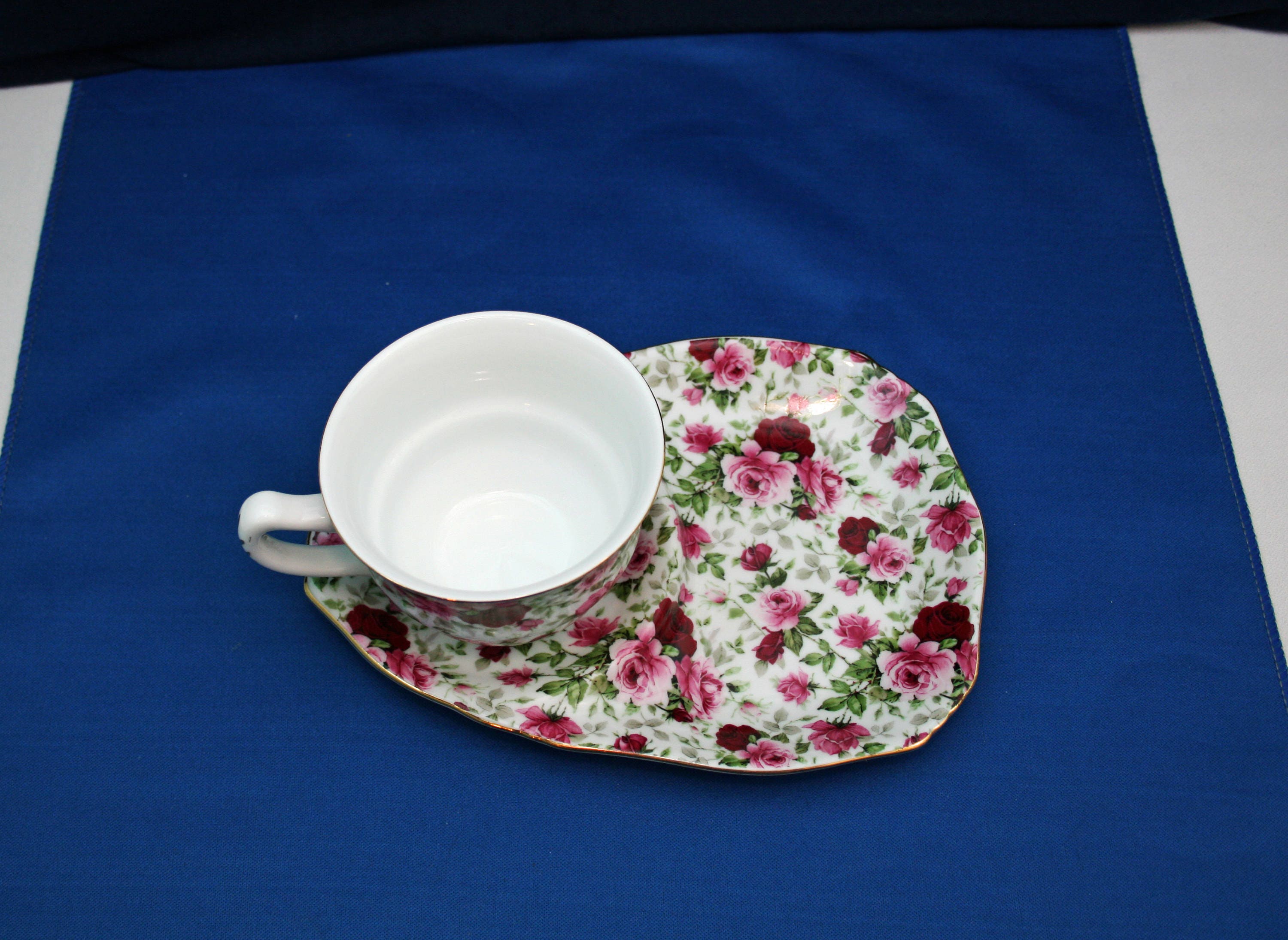 Vintage Teacup and Snack Plate Nantucket Home Chintz Rose Matching Cup