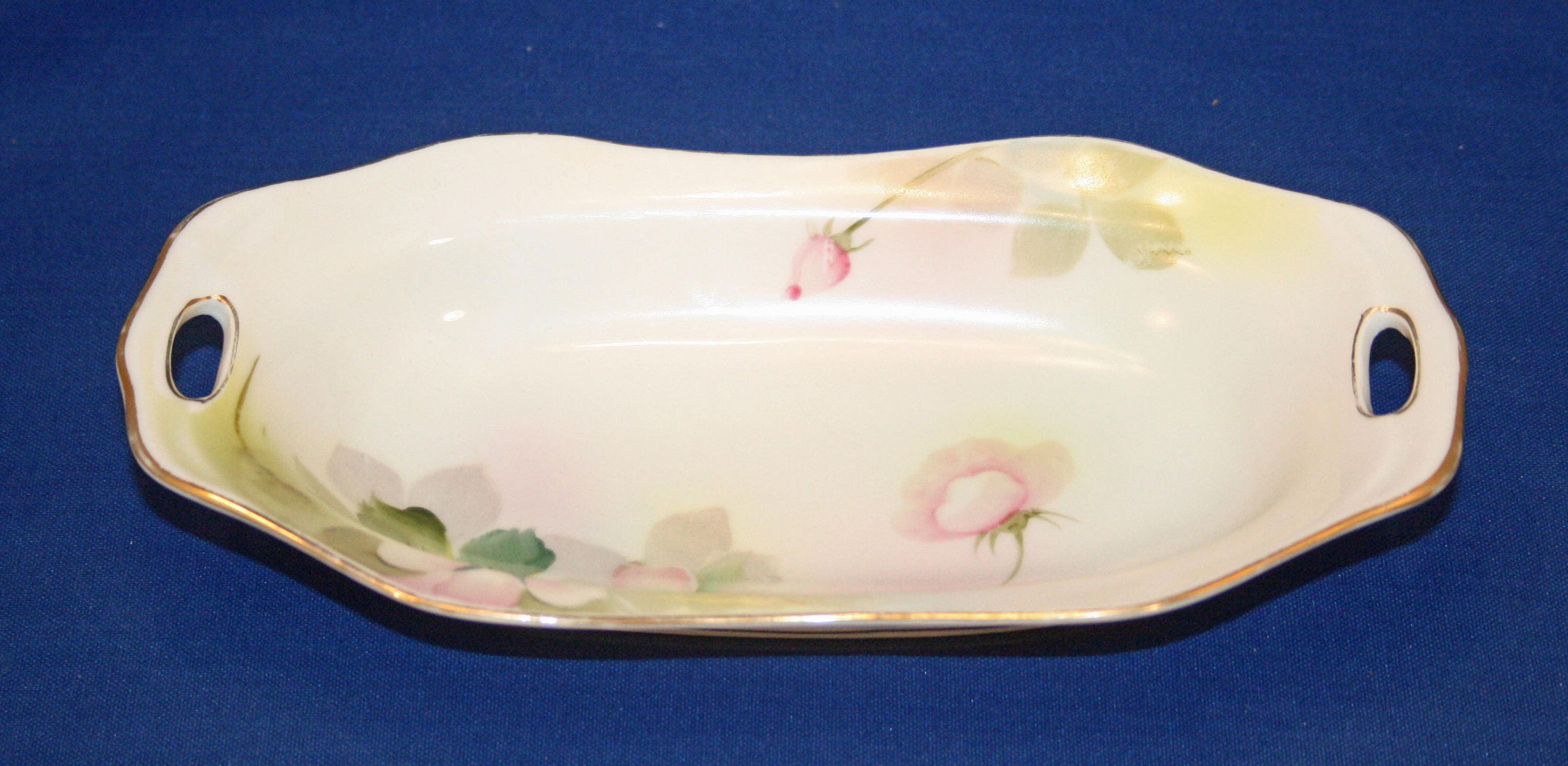 Antique Nippon Celery Dish Hand Painted 7 7/8 Inch Serving Dish Gold