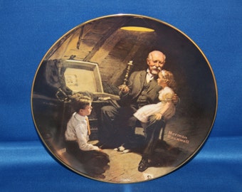 Vintage Edwin M Knowles Norman Rockwell Heritage Collectors Plate – Grandpa’s Treasure Chest 1983 Cabinet Plate Collector Plate