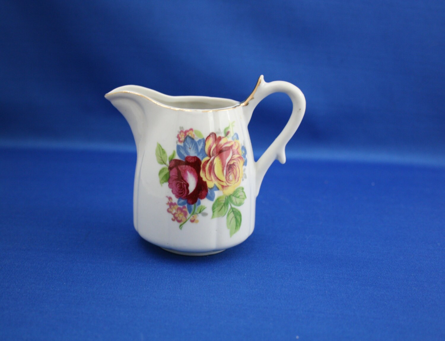 Vintage Ceramic Rose Transferware Hand Painted Accents Creamer Made in