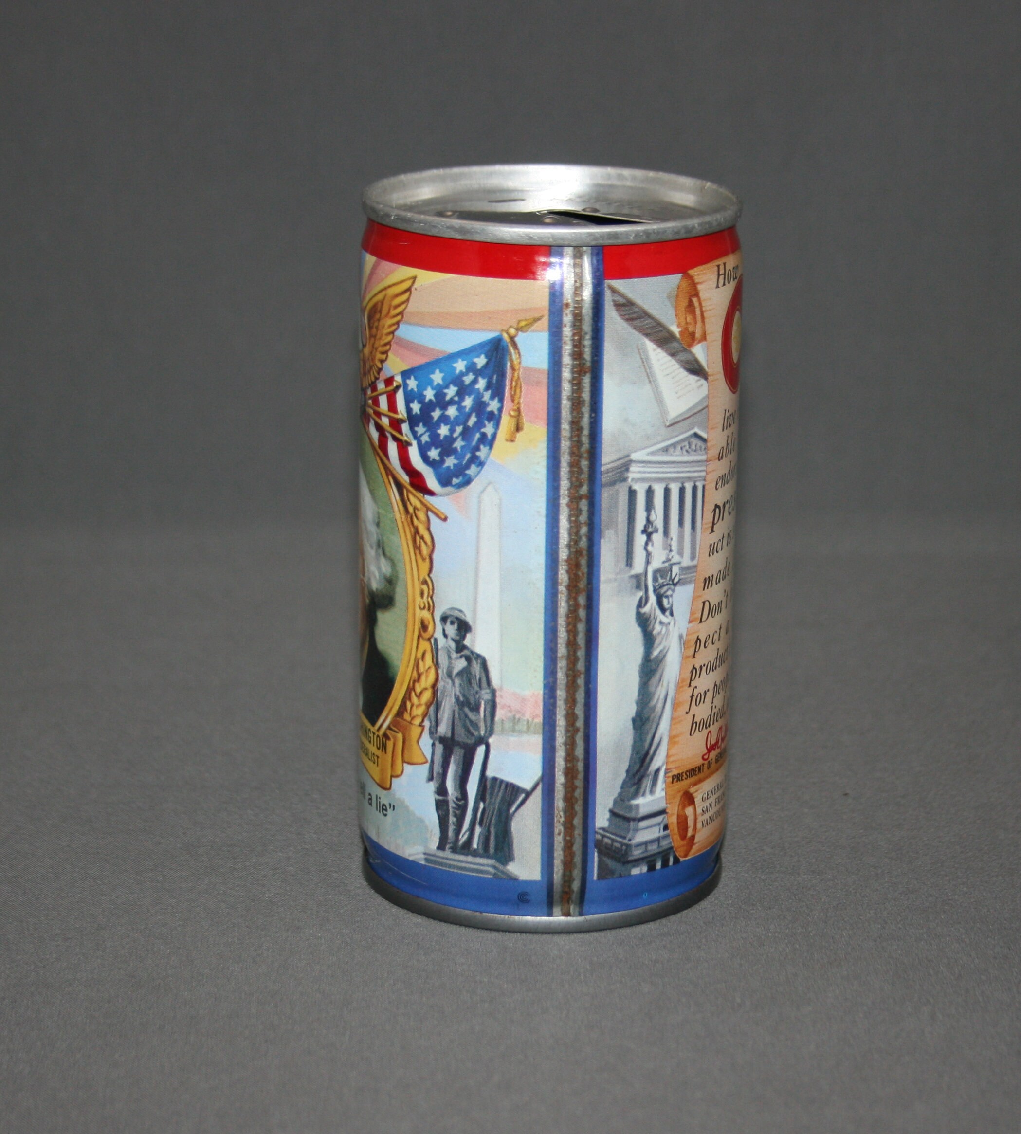Vintage General Washington Lucky Beer Steel Can Pull Tab Opened & Empty Collectible Bar