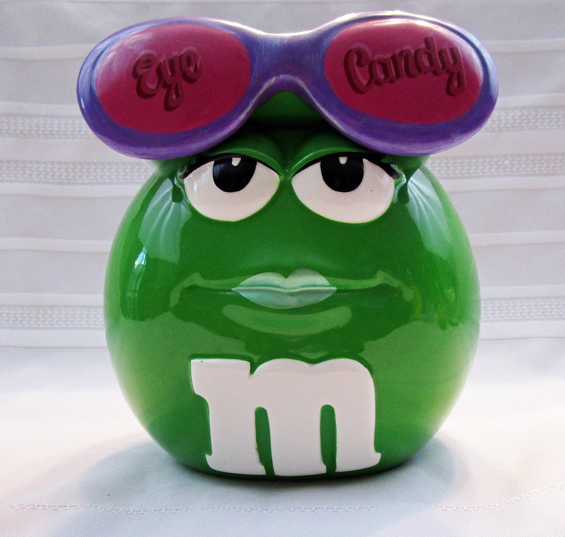 Vintage M&M Candy Jar Ms Green Eye Candy by Galerie Mars Candy Hand