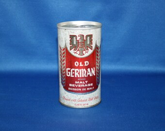 Vintage OLD GERMAN Malt Beverage Steel Beer Can Safety Tab Production Error Bar Memorabilia Barware Collectible Breweriana Advertisement