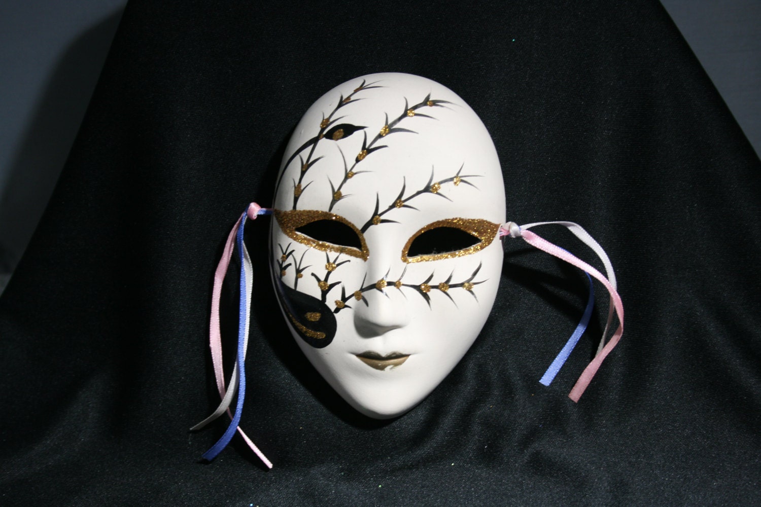 Masquerade Mask Wall Decor : Vintage Mardi Gras Mask, Clay Art, Hand