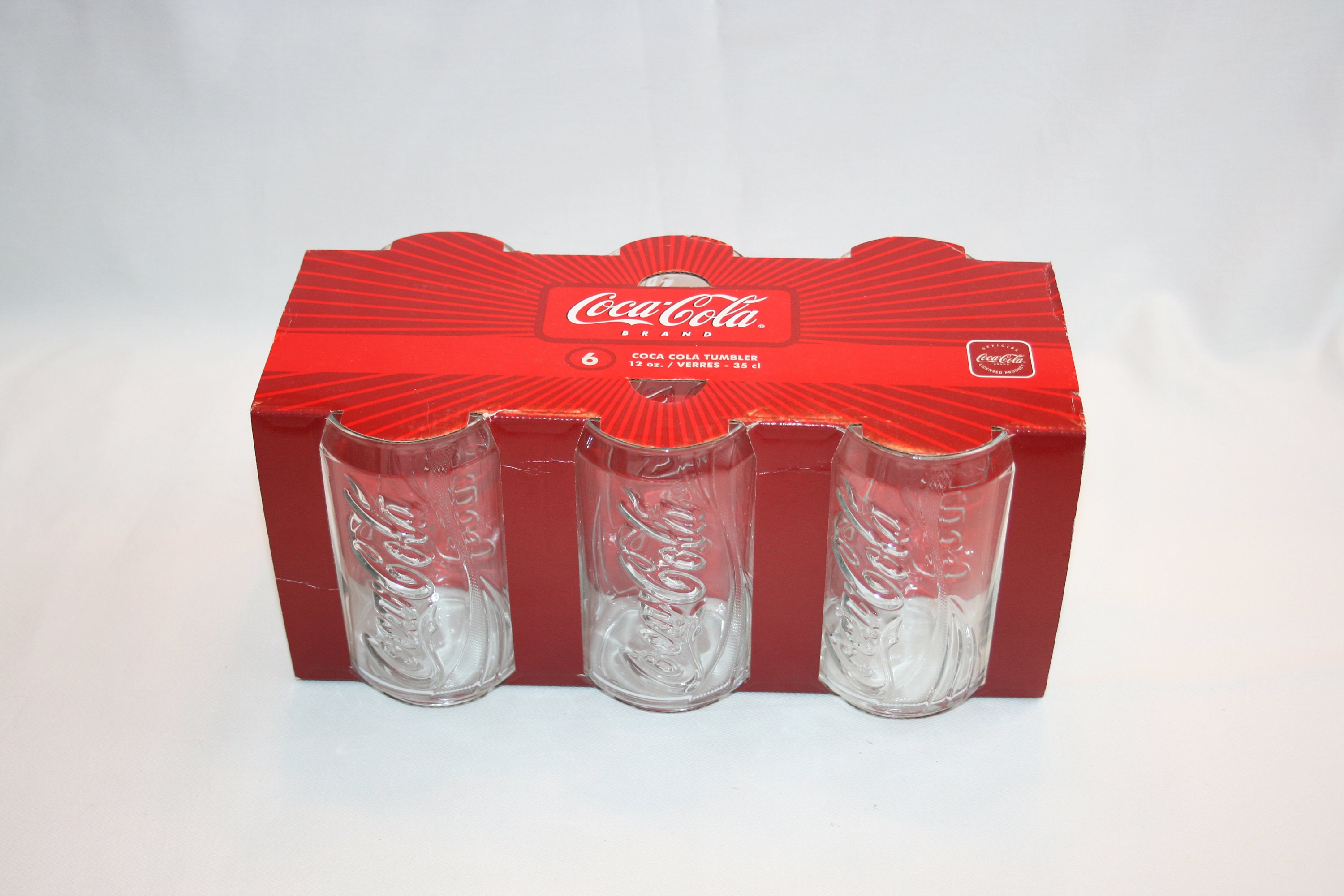 Coca Cola Glass Coke Can Shaped Glasses Tumbler 12 oz Collectibles Other CocaCola Ads