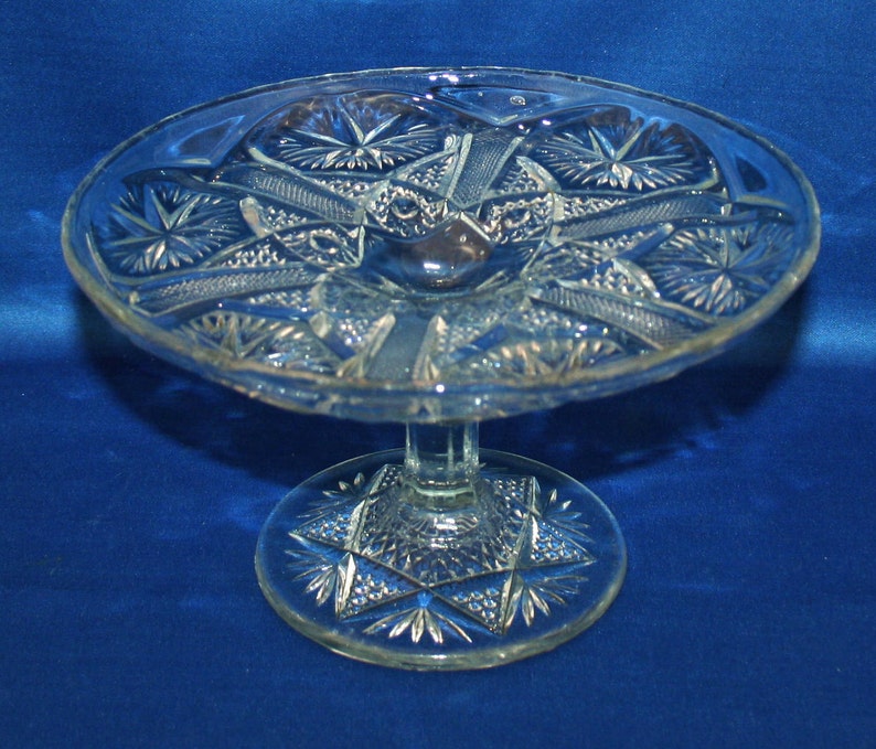 Antique EAPG Imperial Glass 8 inch Cake Plate Star and File Etsy