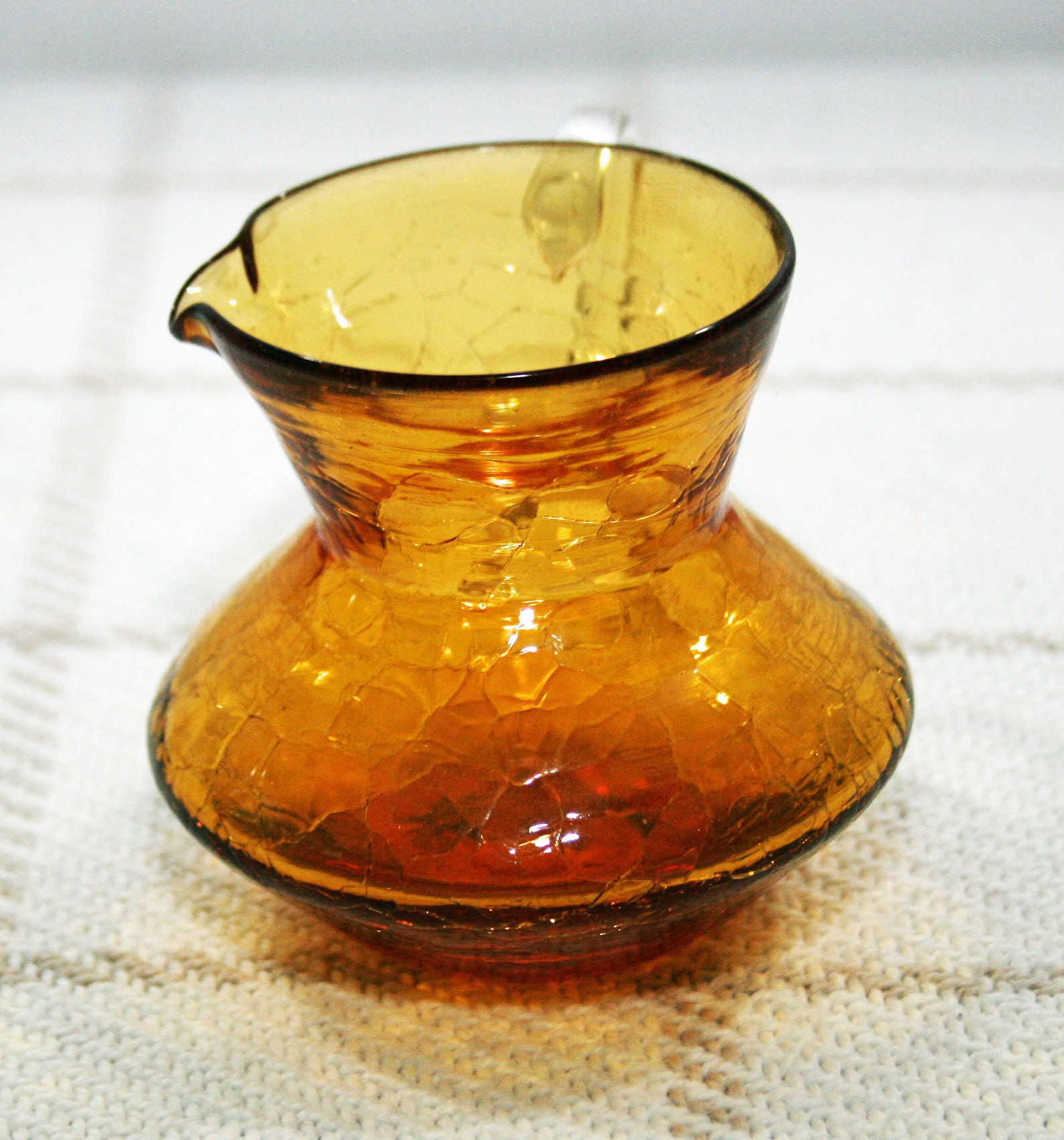 Vintage Amber Crackle Glass Miniature Pitcher Hand Blown – Attic and Barn  Treasures